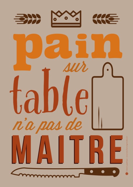Pain sur la table, une affiche pour la cuisine