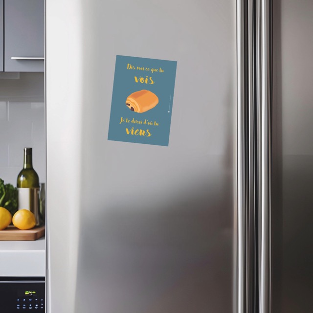 Magnet découpe du fromage sur le frigo